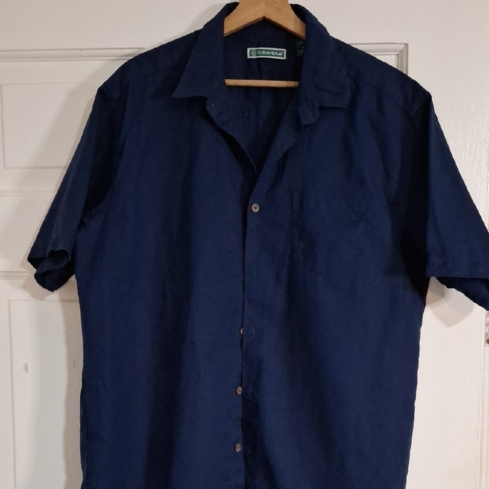 Cubavera Linen Men's Blue Shirt Linen